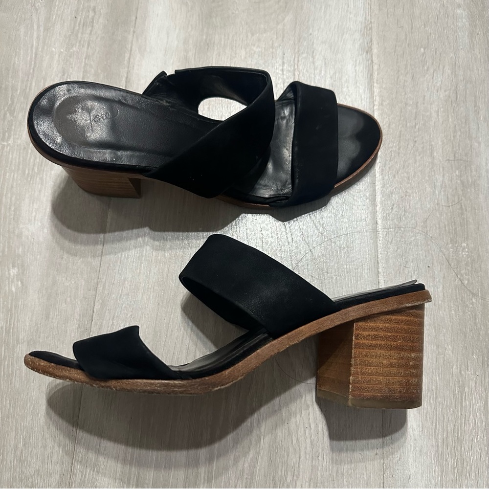 Joie Black Leather Block Heel Sandals Sz 6.5